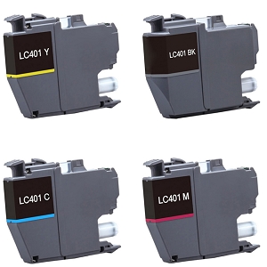 Compatible Brother LC401 Ink Cartridge Combo BK/C/M/Y, for MFC-J1010DW, MFC-J1012DW, MFC-J1170DW