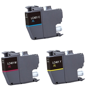 Compatible Brother LC401XL Color Ink Cartridge Combo High Yield C/M/Y, for MFC-J1010DW, MFC-J1012DW, MFC-J1170DW