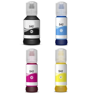 Compatible Epson T542  Ink Bottle Combo Extra High Yield BK/C/M/Y, for EcoTank Pro, and WorkForce..