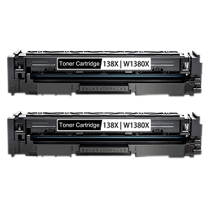 Compatible 2 Pack HP 138X W1380X Black Toner Cartridge High Yield - with Chip, For LaserJet Pro 3001dw, 3001dwe, MFP 3101fdw, MFP 3101fdwe