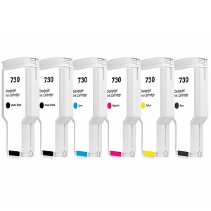 Compatible HP 730 SET  6 Pack MK,PK,C,M,Y,G Ink Bottle,  For HP T1600 T1600dr T1700 T1700dr T2600 T2600dr