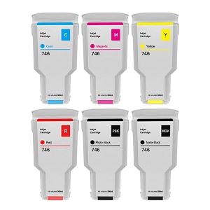 Compatible HP 746 SET 6 Pack Ink Cartridges, for DesignJet Z6, Z9+