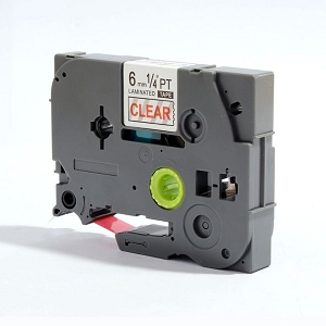 Compatible Brother TZe-112, TZe112 6mm (0.25 Inch), Length of 8M, Red on Clear Label Tape