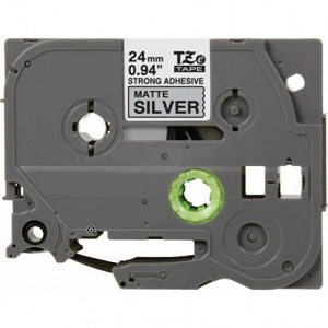 Compatible Brother TZe-SM951, TZeSM951 24mm, Length of 8M, Strong Adhesive Black On Matt Silver Label Tape