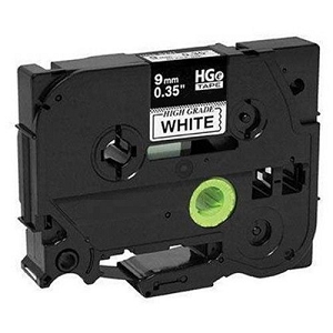 Compatible Brother HGe221, HGe-221 High Grade 9mm Black on White P-touch Label Tape Length of 8m