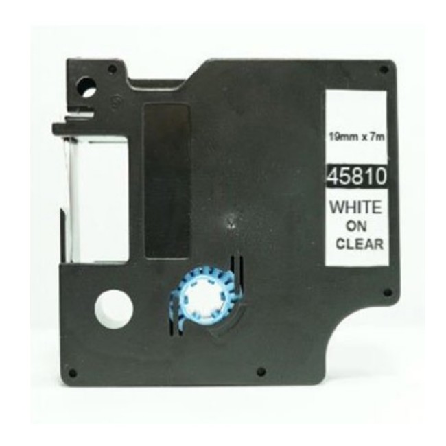 Dymo D1 45810 19mm (0.75 Inch White On Clear D1 Label Tape, Compatible 