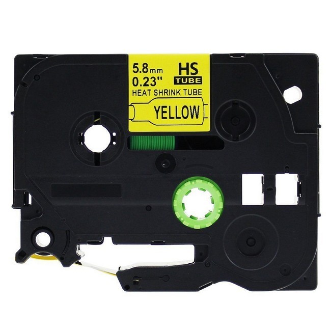  Brother HSe-611 5.8mm (0.25 Inch) Heat Shrink Tube Tape Cassette - Black on Yellow, Compatible 