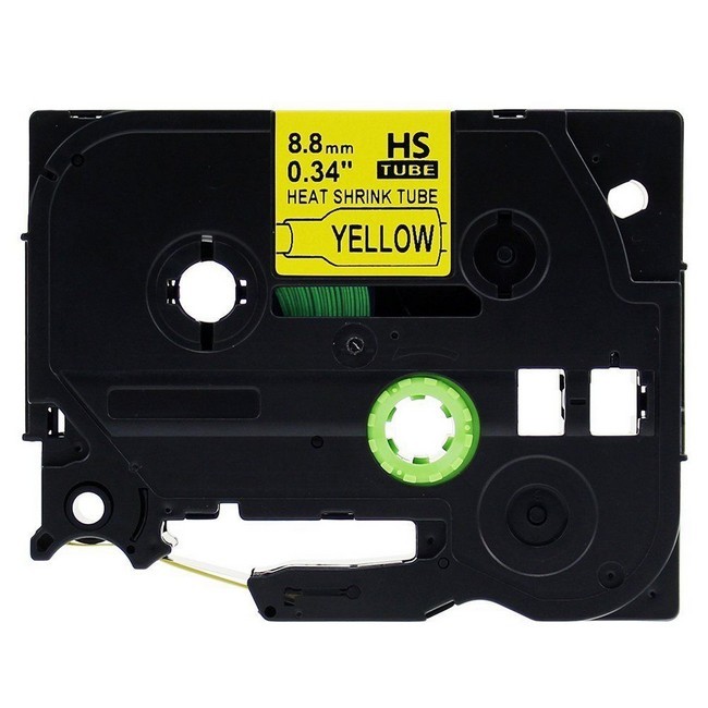 Brother HSe-621 8.8mm (0.375 Inch) Heat Shrink Tube Tape Cassette - Black on Yellow, Comptible 