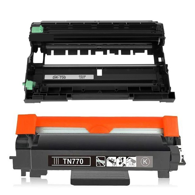  Brother TN770 DR730 2pack Black High Yield Laser Toner Cartridge with Chip, and Drum 