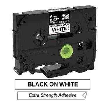 Compatible Brother HGe-S211, HGeS211 High Grade 6mm Black on White P-touch Label Tape Length of 8m 