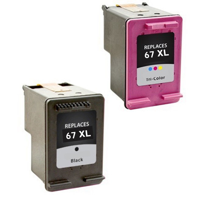 2 Pack HP 67XL  Compatible High Yield Ink Cartridges 