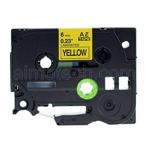 Compatible Brother TZe-611, TZe611 P-touch Label Tape, 6mm (0.25 Inch), Length of 8M, Black on Yellow 