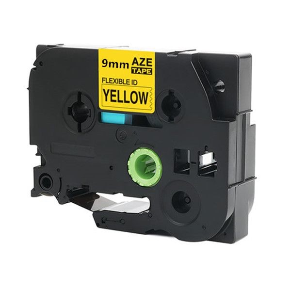 Compatible Brother TZe-FX621 9mm (0.375 Inch), Length of 8M, Black on Yellow Flexible Label Tape 