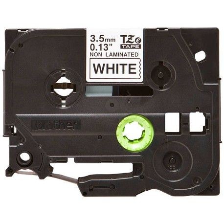 Made By Brother TZe-N201, TZeN201 Black on White Non-Laminated Super Narrow Label Tape 3.5 mm Tape, 8 m, OEM 